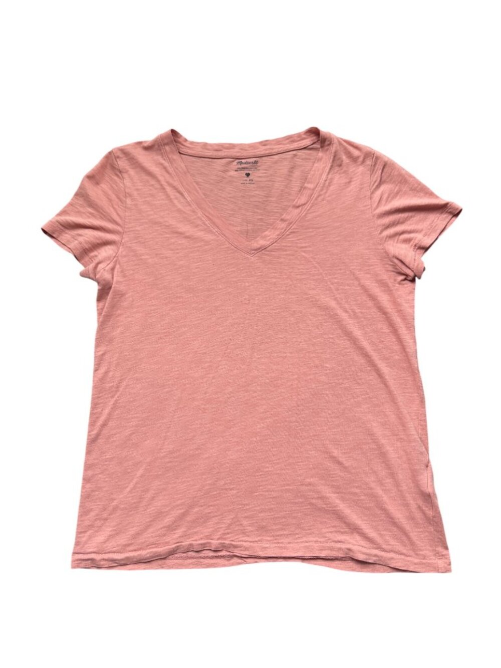 Madewell Womens Pink V-Neck Short Sleeve T-Shirt XS Organic Cotton Blend